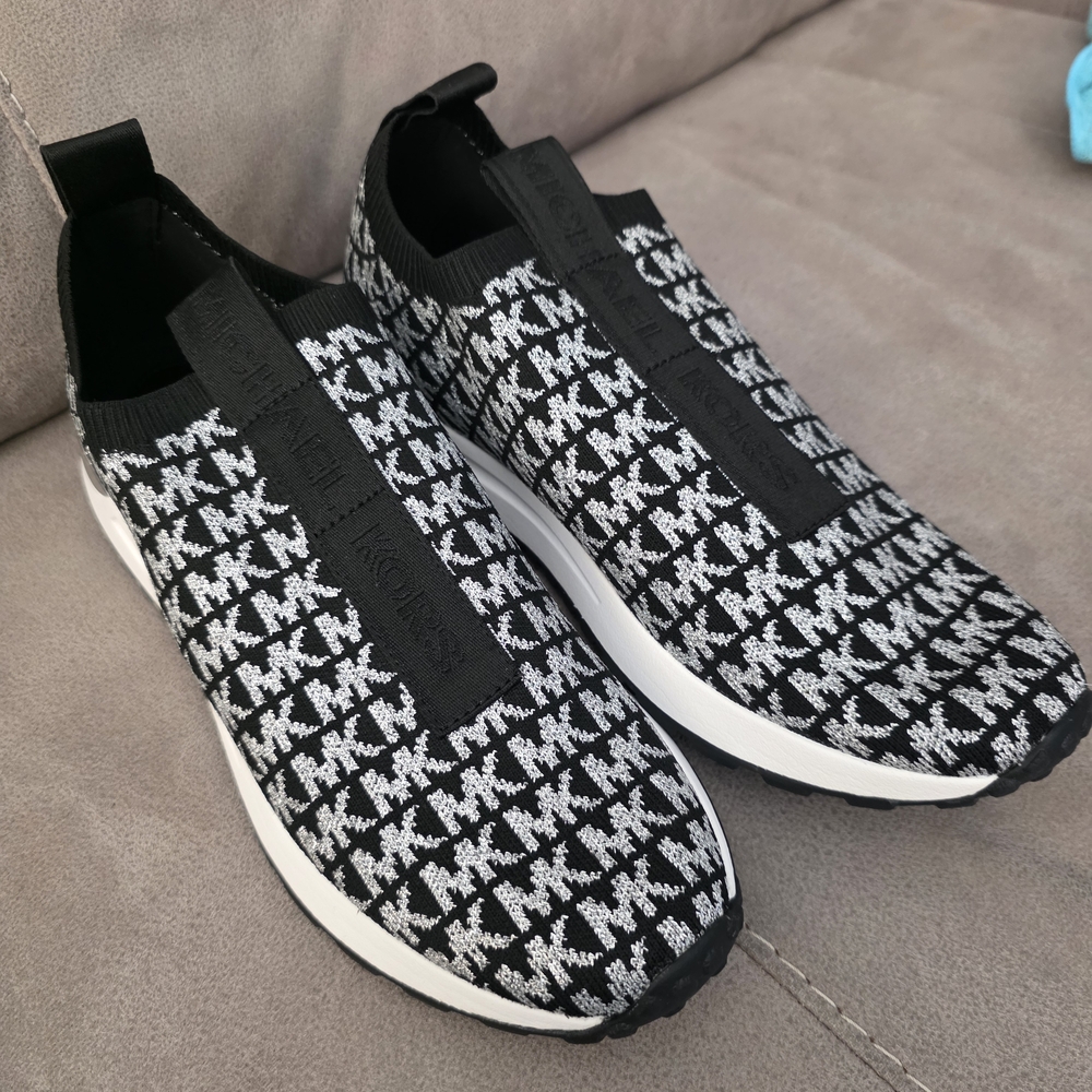 Michael Kors Men’s Black & White Knit Slip-On Sneakers